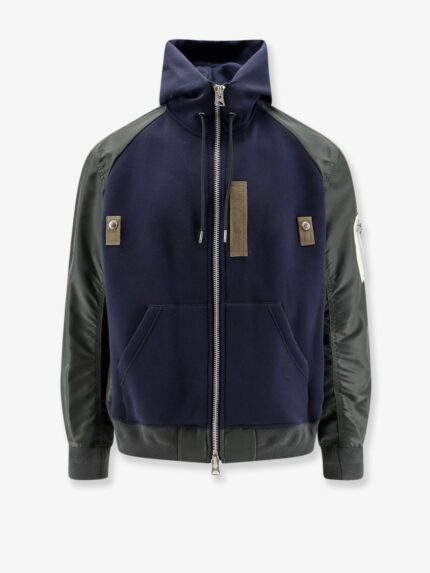 SACAI Cotton Blend Sweatshirt With Nylon Sleeves