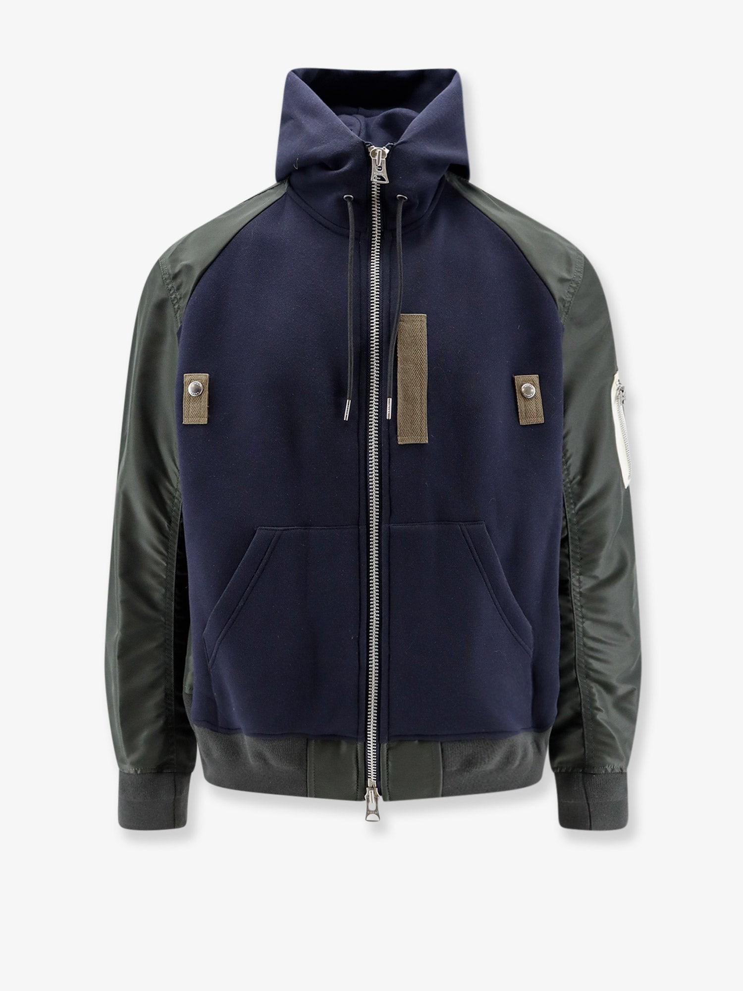 SACAI Cotton Blend Sweatshirt With Nylon Sleeves