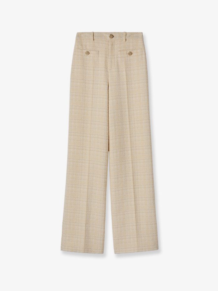 gucci cotton blend trousers with checked pattern Gucci Cotton Blend Trousers With Checked Pattern