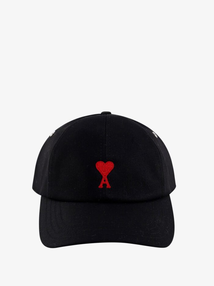 ami paris cotton hat with embroidered logo on the front AMI PARIS Cotton Hat With Embroidered Logo On The Front
