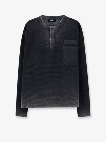 Represent Cotton Henley T-shirt With A Washed-out Effect