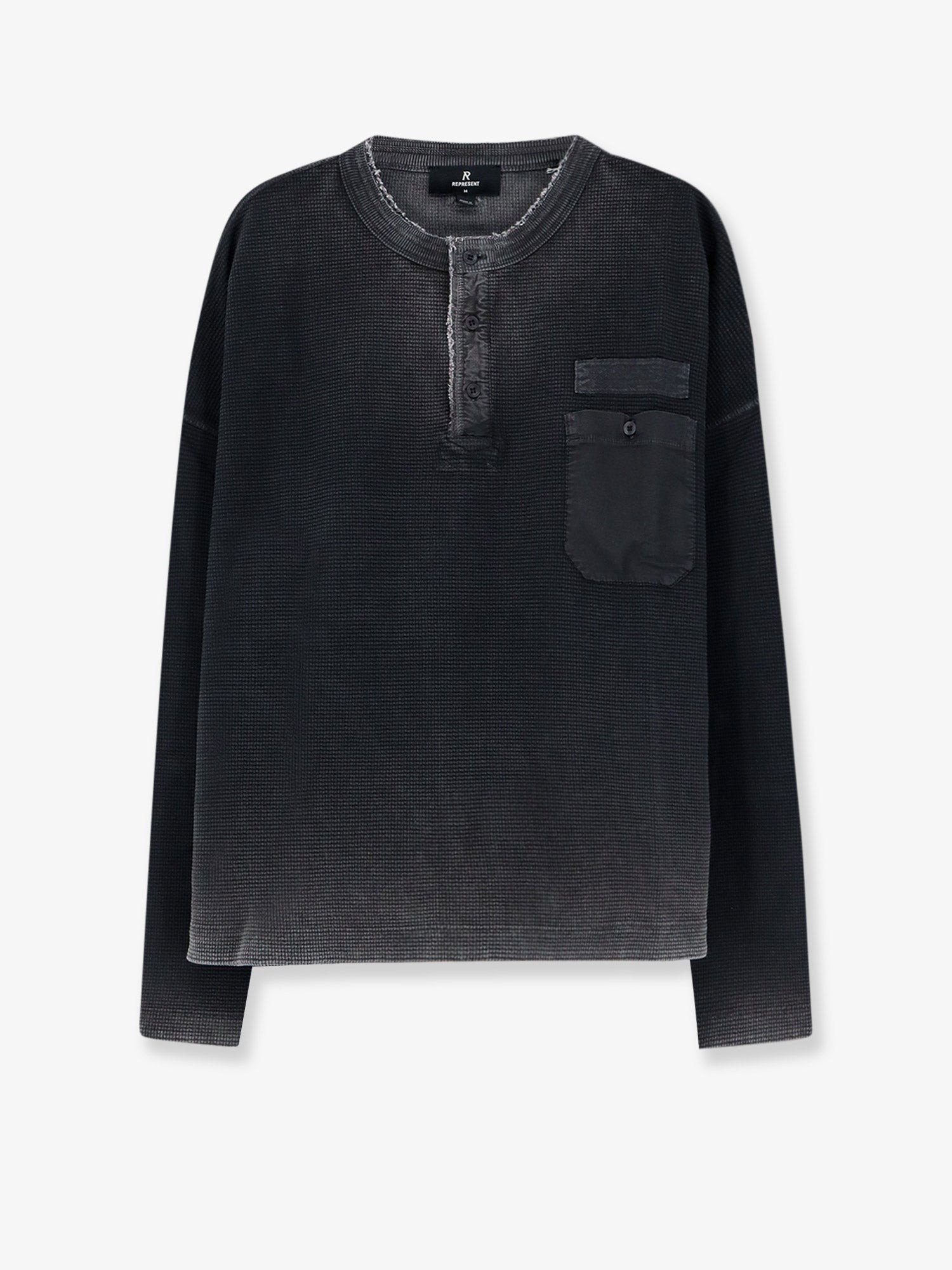 Represent Cotton Henley T-shirt With A Washed-out Effect