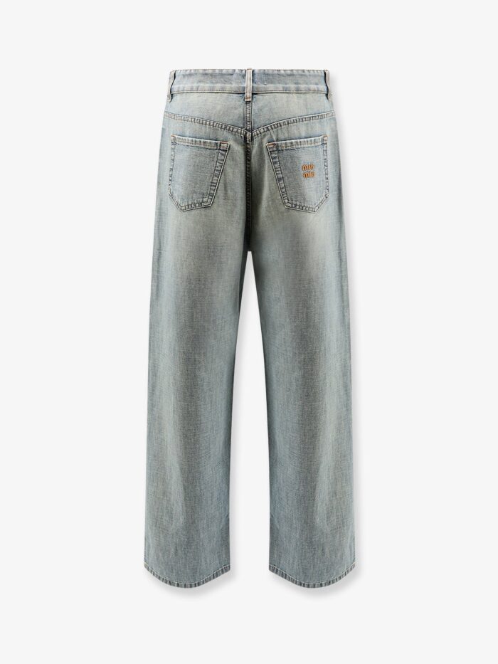 Miu Miu Cotton Jeans With Logo Lettering Embroidery