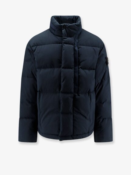 Stone Island Cotton Nylon Tela Down Jacket With Iconic Patch