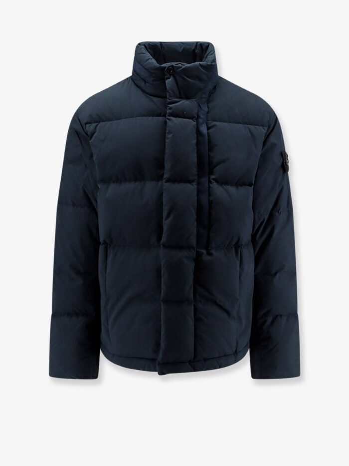 stone island cotton nylon tela down jacket with iconic patch Stone Island Cotton Nylon Tela Down Jacket With Iconic Patch