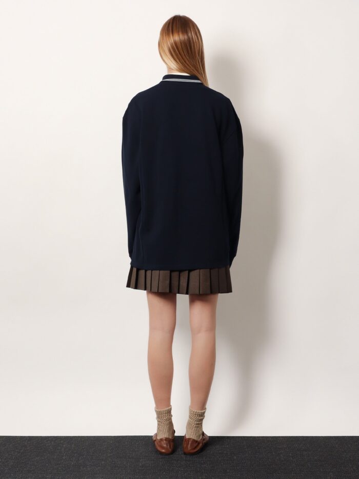 Miu Miu Cotton Polo Shirt With Asymmetric Metal Zip Detail