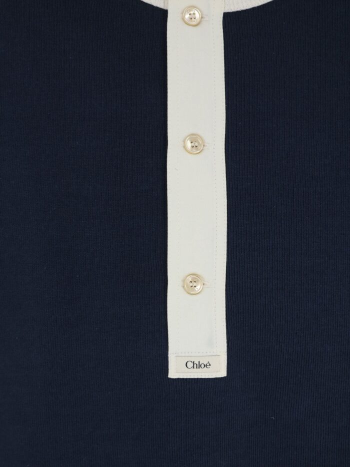CHLOE' Cotton Sweater With Contrasting Inserts