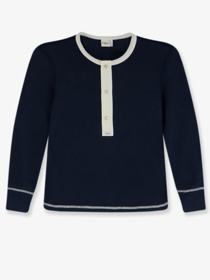 CHLOE' Cotton Sweater With Contrasting Inserts
