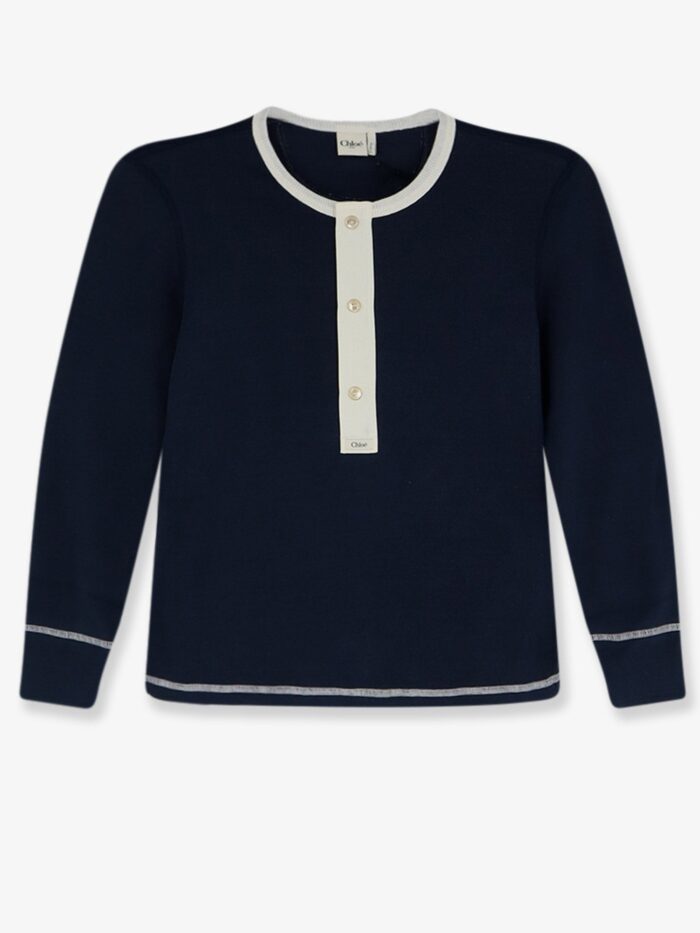 CHLOE' Cotton Sweater With Contrasting Inserts