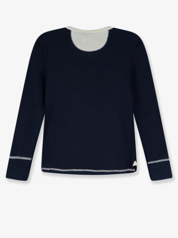 CHLOE' Cotton Sweater With Contrasting Inserts