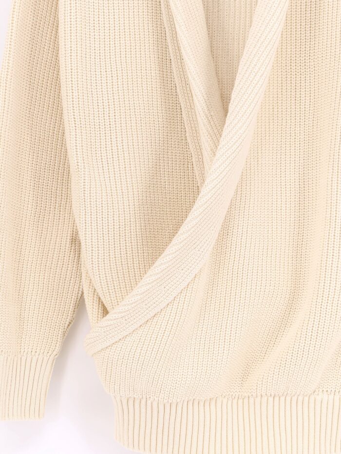 Laneus Cotton Sweater  With Crossed Neckline