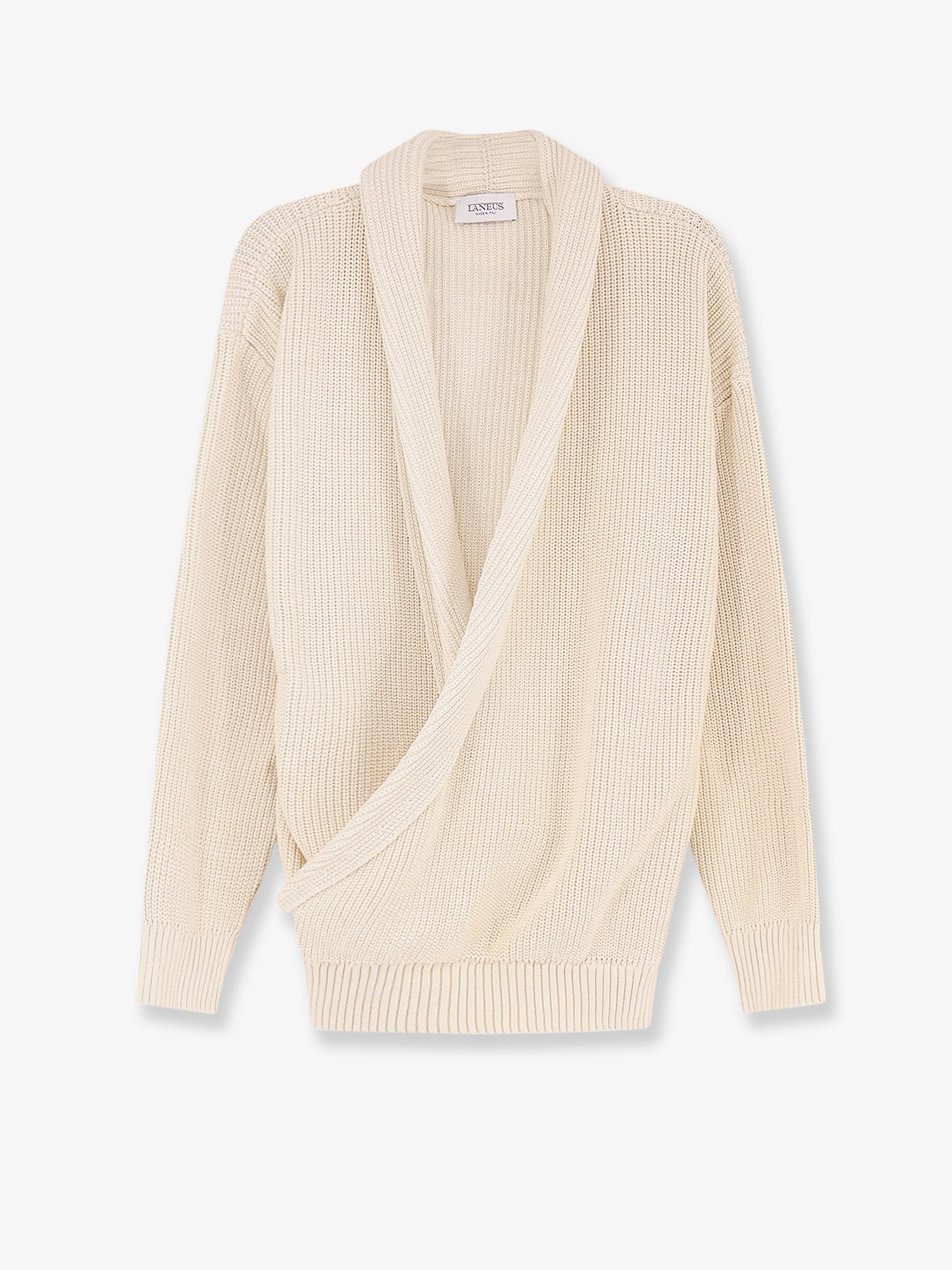 Laneus Cotton Sweater  With Crossed Neckline