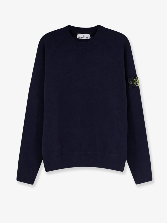 stone island cotton sweater with side logo patch Stone Island Cotton Sweater With Side Logo Patch