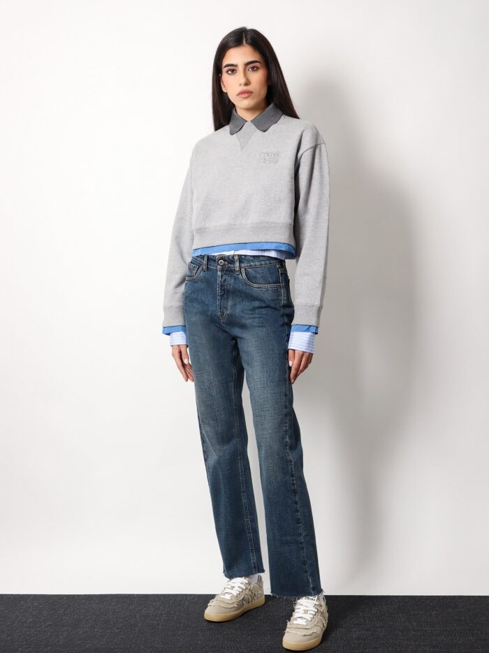 Cotton Sweatshirt With Miu Miu Patch
