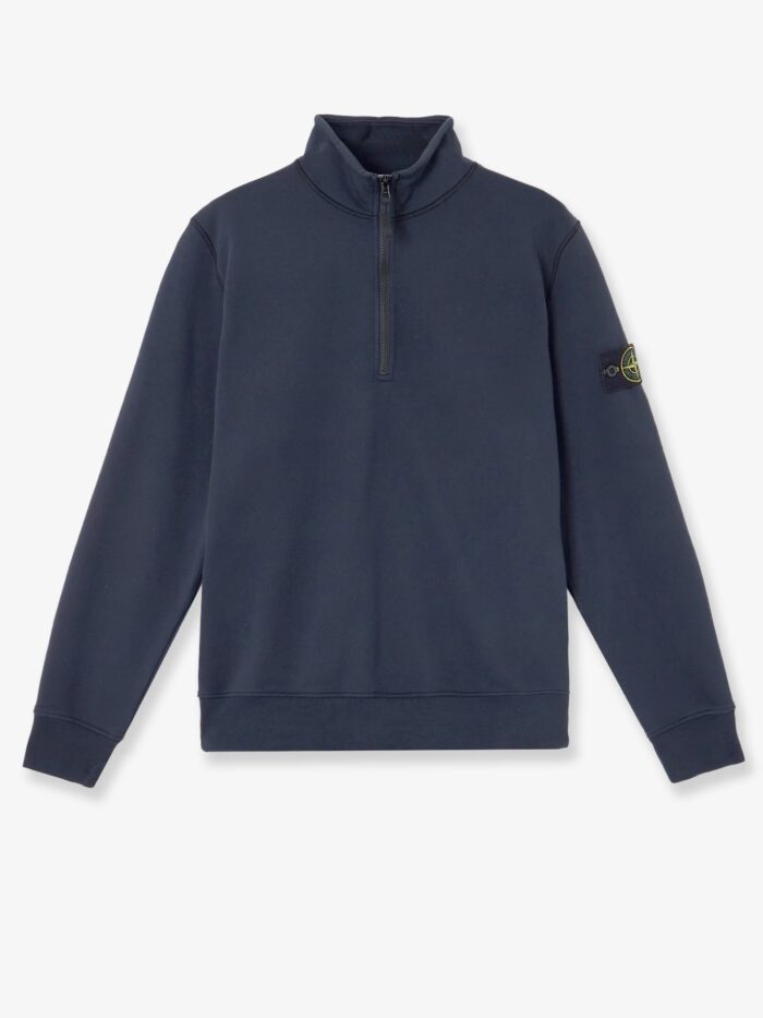 stone island cotton sweatshirt with side logo patch Stone Island Cotton Sweatshirt With Side Logo Patch