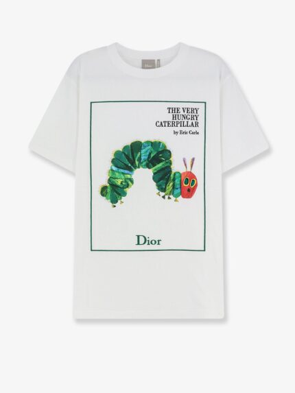 Cotton T-shirt With Book Cover Print And Dior Embroidery