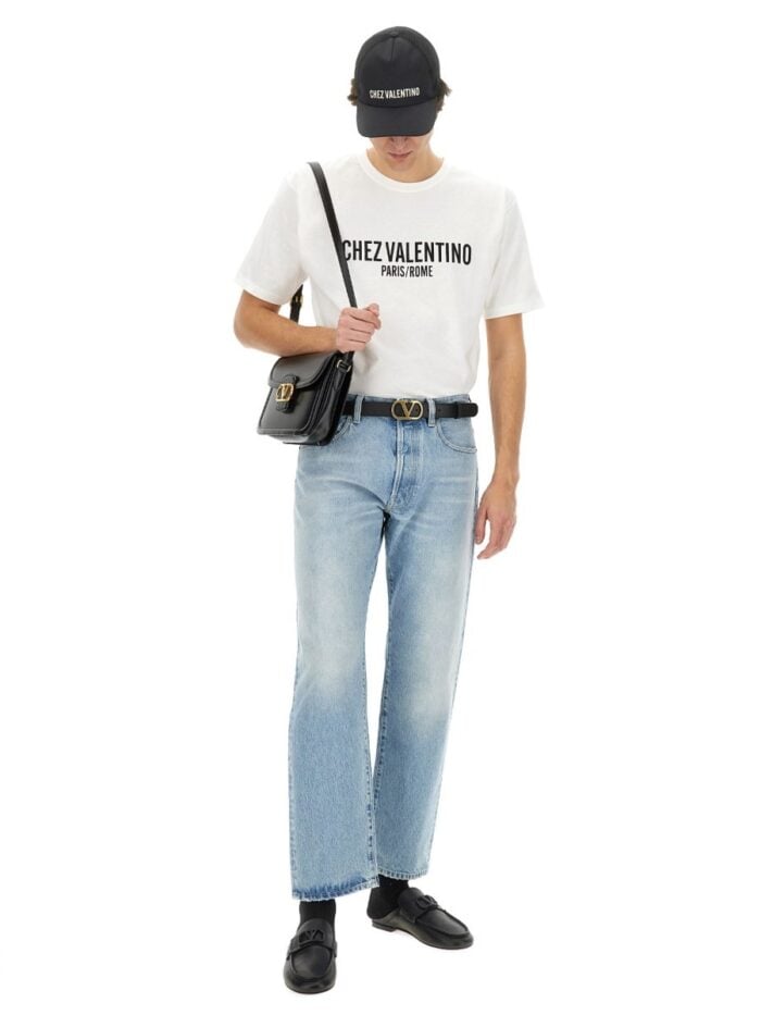 COTTON T-SHIRT WITH "CHEZ VALENTINO" PRINT