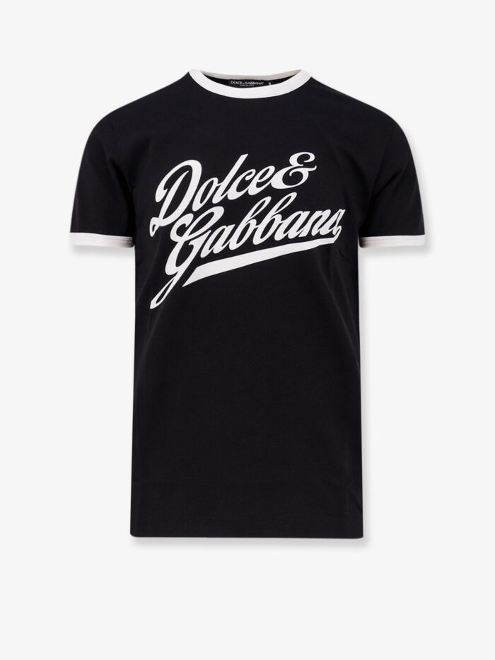 dolce & gabbana cotton t shirt with flocked logo print Dolce & Gabbana Cotton T-shirt With Flocked Logo Print