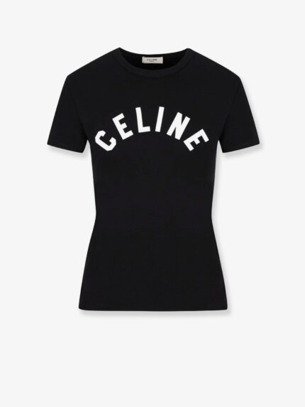 Celine Cotton T-Shirt With Front Logo Print
