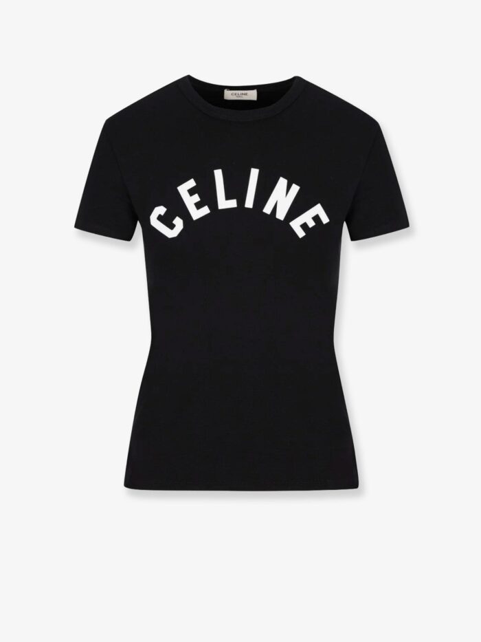 celine cotton t shirt with front logo print Celine Cotton T-Shirt With Front Logo Print