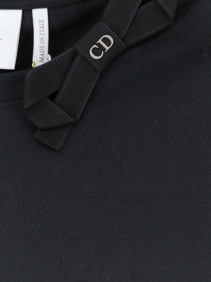 Dior Cotton T-Shirt With Grosgrain Bow Detail