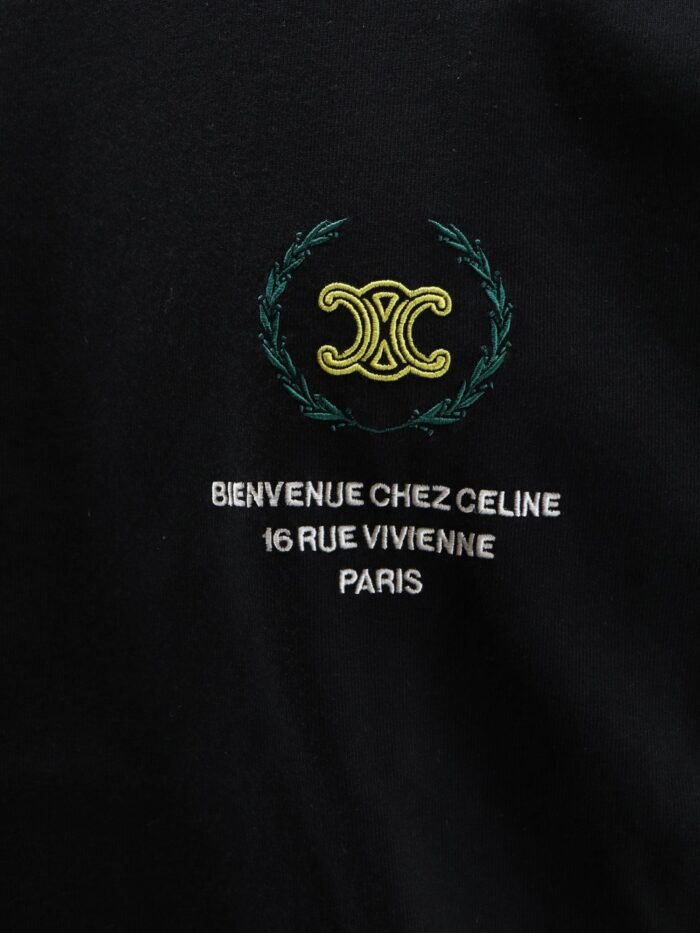 Celine Cotton T-shirt With Iconic Embroidery