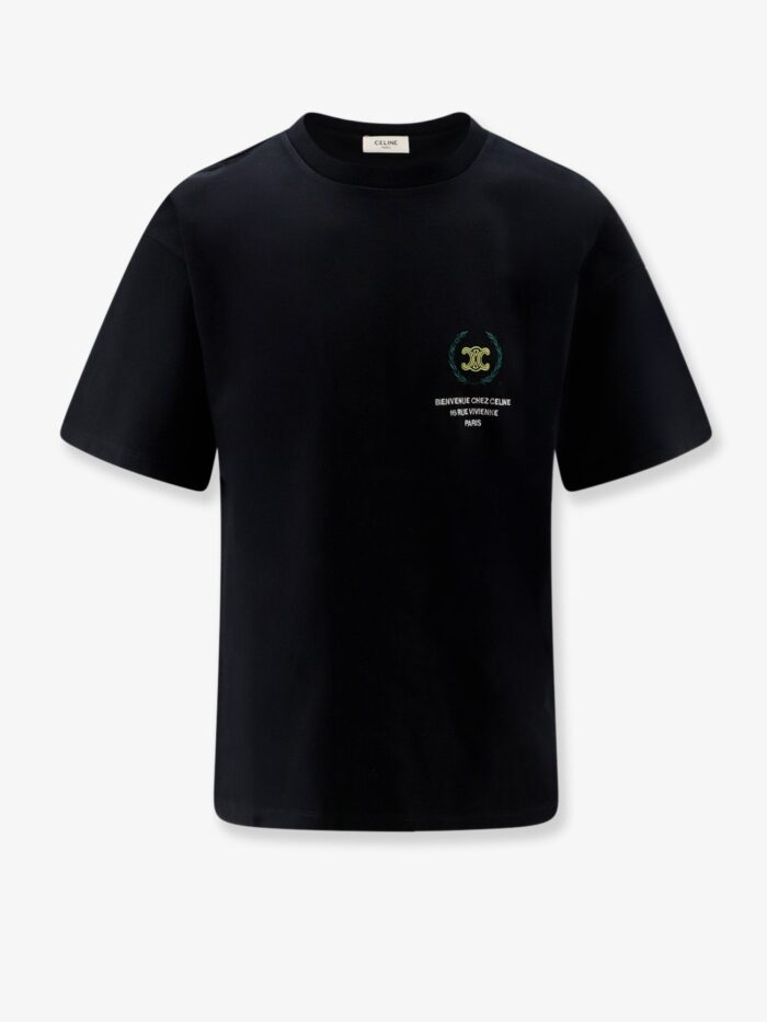 Celine Cotton T-shirt With Iconic Embroidery