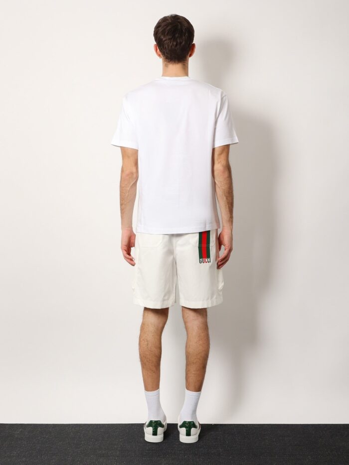 Cotton T-shirt With Lettering Logo And Gucci Web Band
