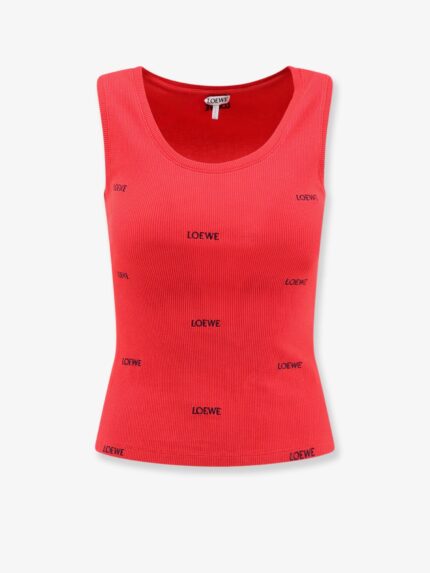 LOEWE Cotton Tank Top With All-over Embroidered Logo Lettering