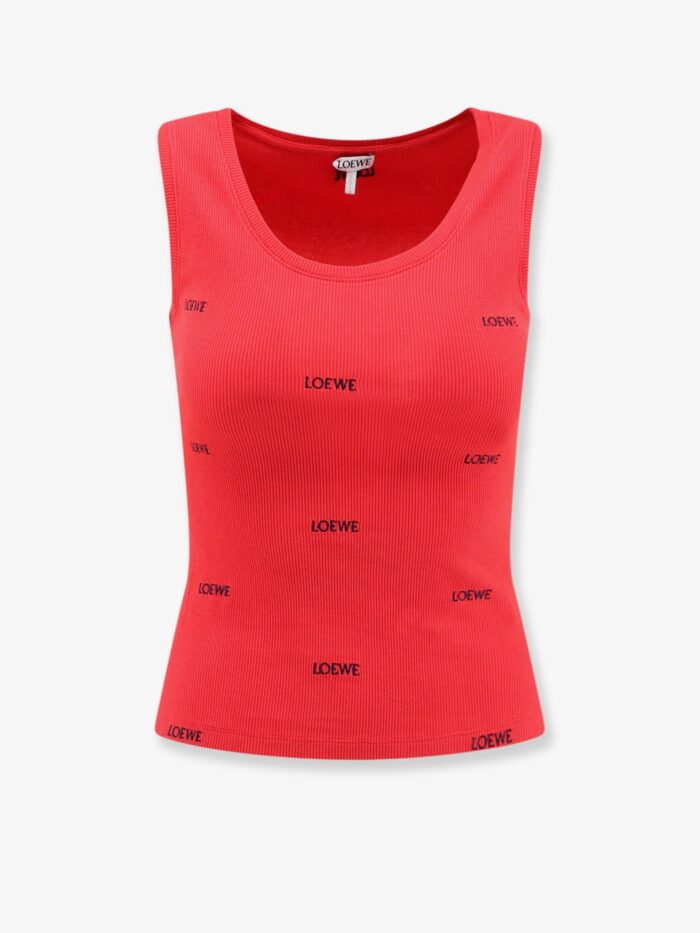 LOEWE Cotton Tank Top With All-over Embroidered Logo Lettering