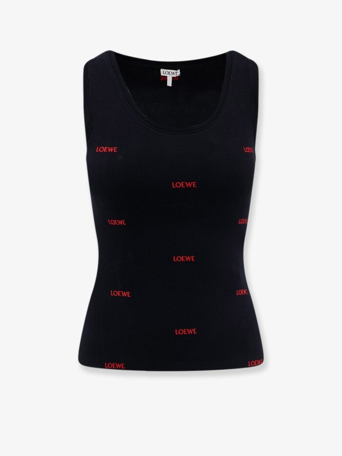 loewe cotton tank top with all over logo lettering embroidery LOEWE Cotton Tank Top With All-over Logo Lettering Embroidery