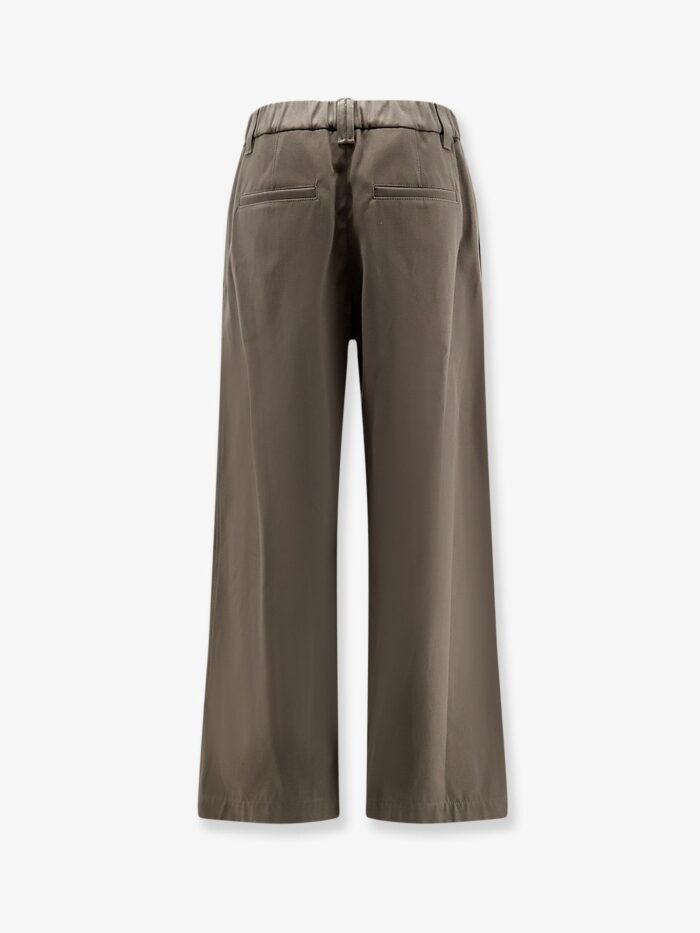 Brunello Cucinelli Cotton Trousers With Elastic And Monili Detail