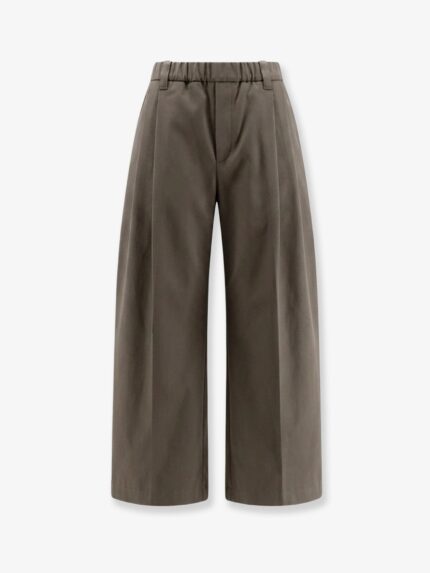 Brunello Cucinelli Cotton Trousers With Elastic And Monili Detail
