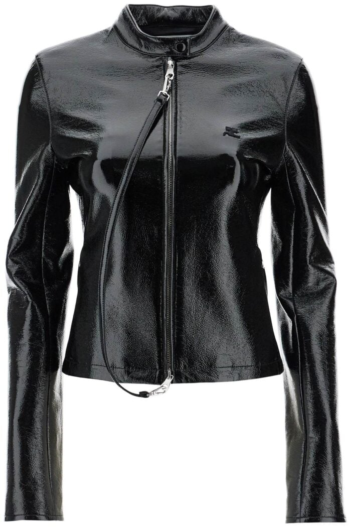 COURREGES Black Cotton Jacket With High Collar And Zip