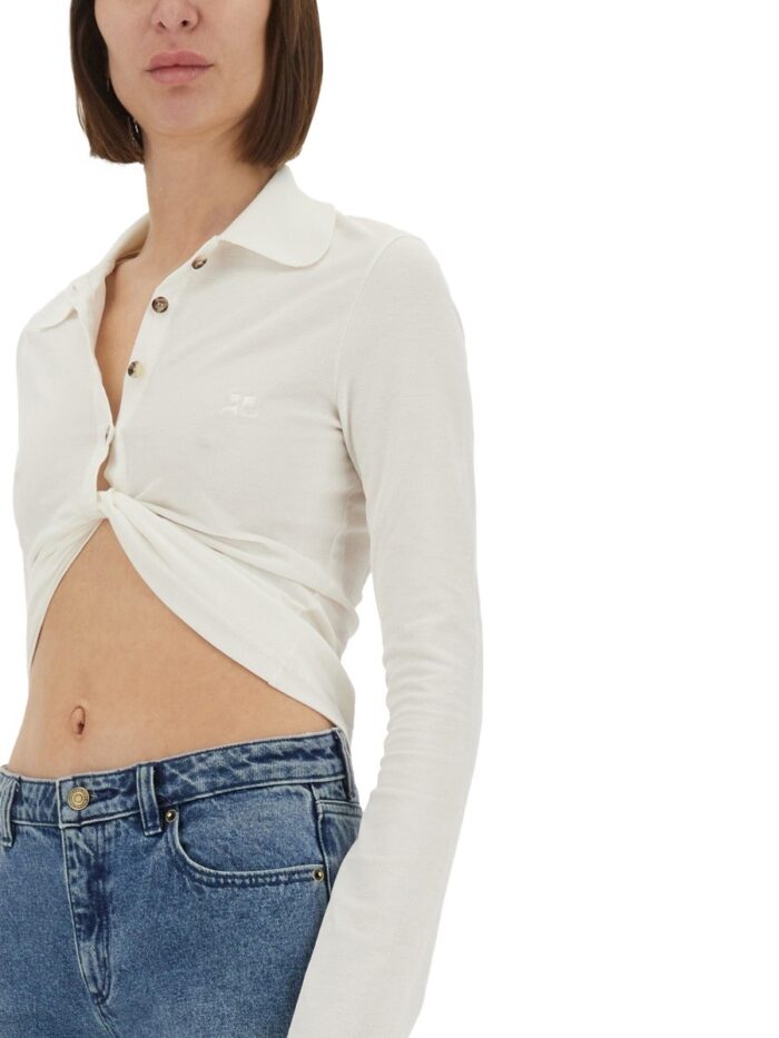 COURREGES CROPPED POLO SHIRT "TWIST"