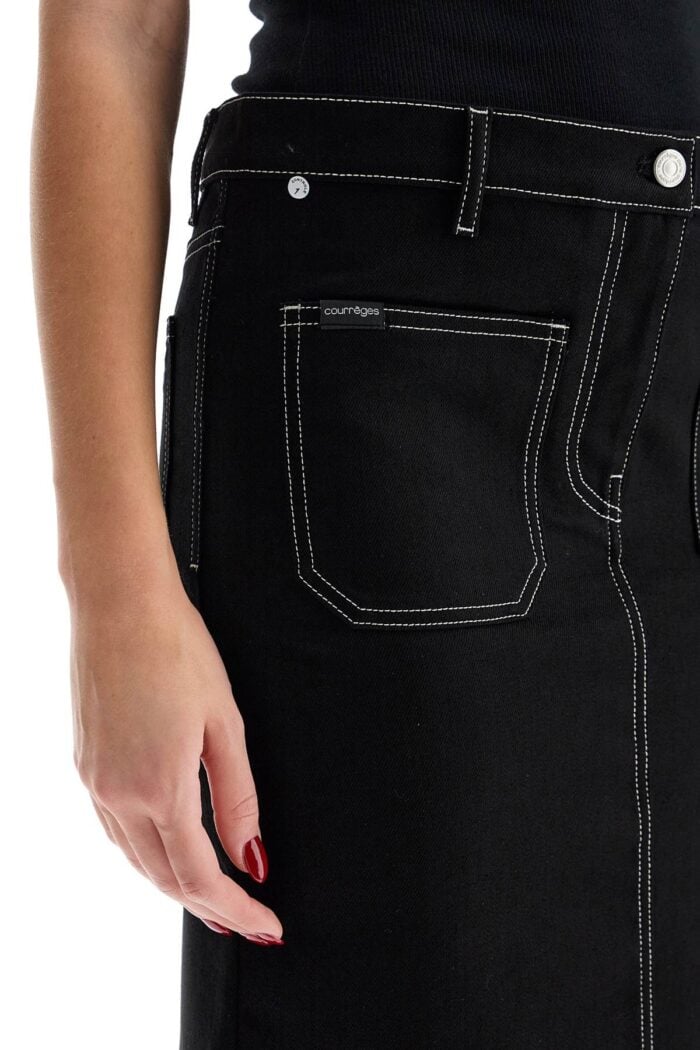 COURREGES Denim Midi Skirt In Seven