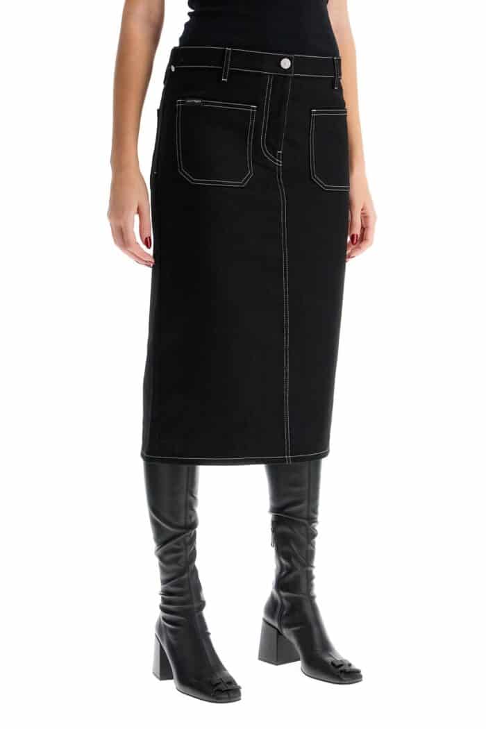 COURREGES Denim Midi Skirt In Seven