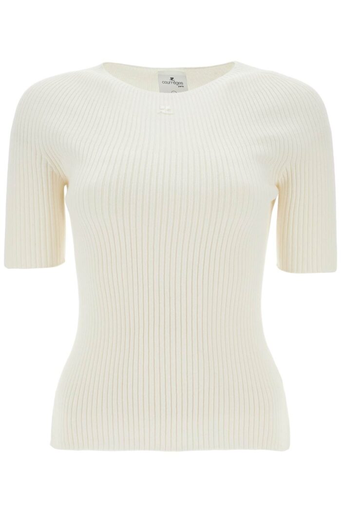 COURREGES Heritage White Cotton And Wool Sweater