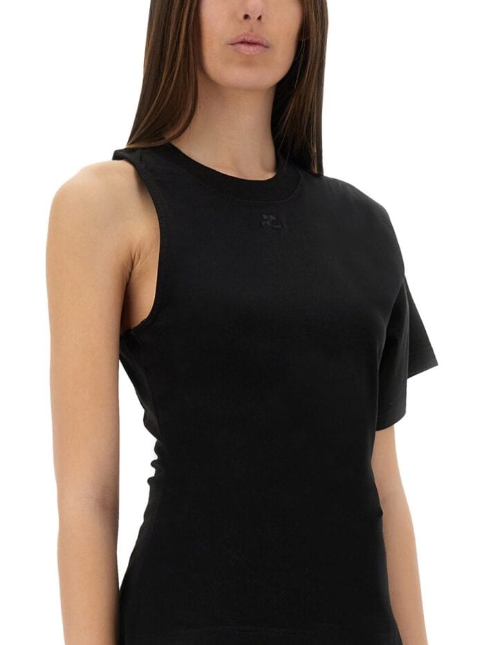 COURREGES ONE-SHOULDER T-SHIRT IN SCUBA