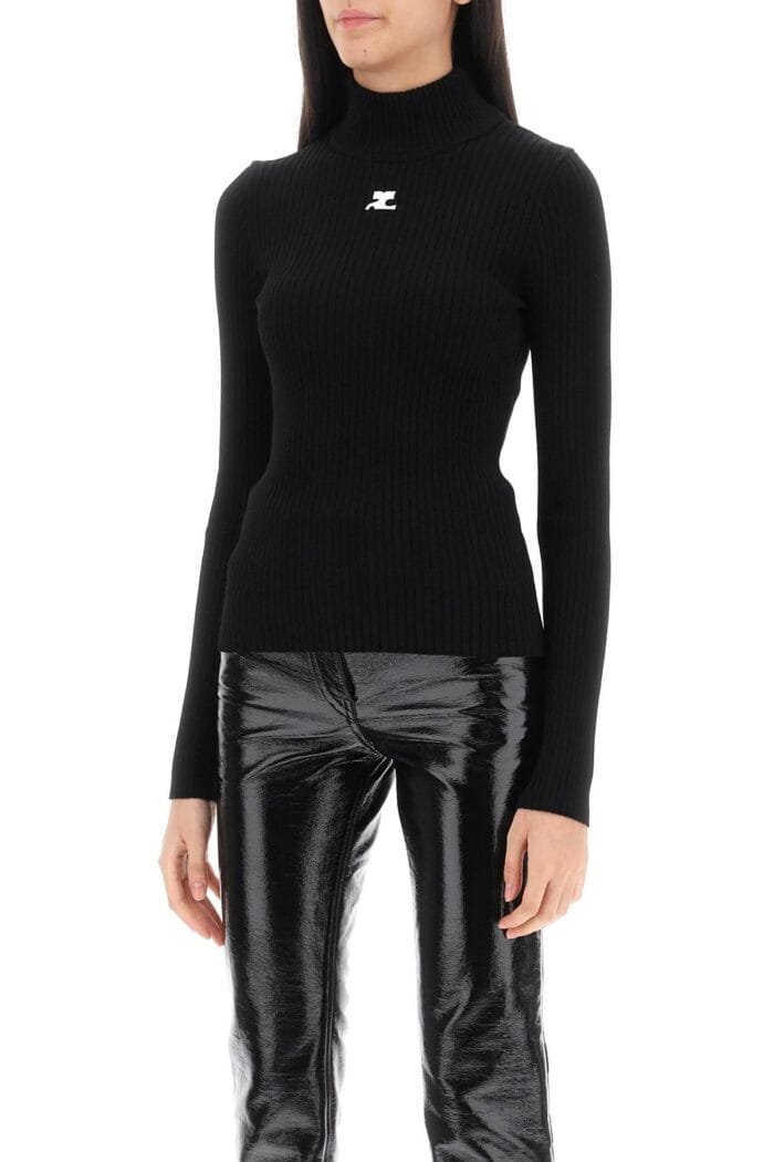 COURREGES Re-edition Ribbed Funnel-neck Sweater