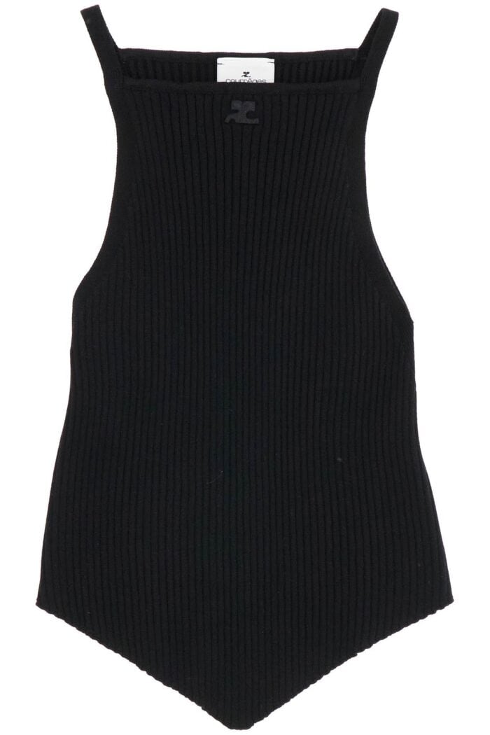 COURREGES 'ribbed Knit Tank Top With Pointed Hem