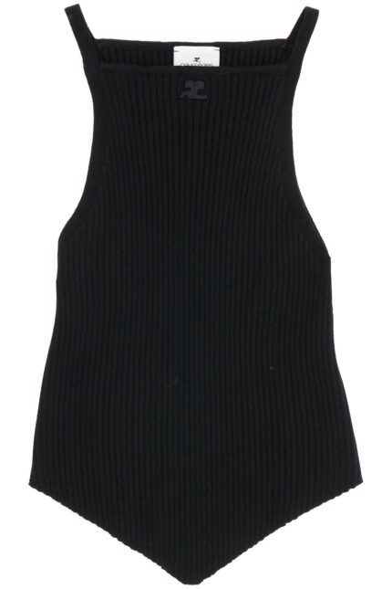 COURREGES "ribbed Knit Tank Top With Pointed Hem