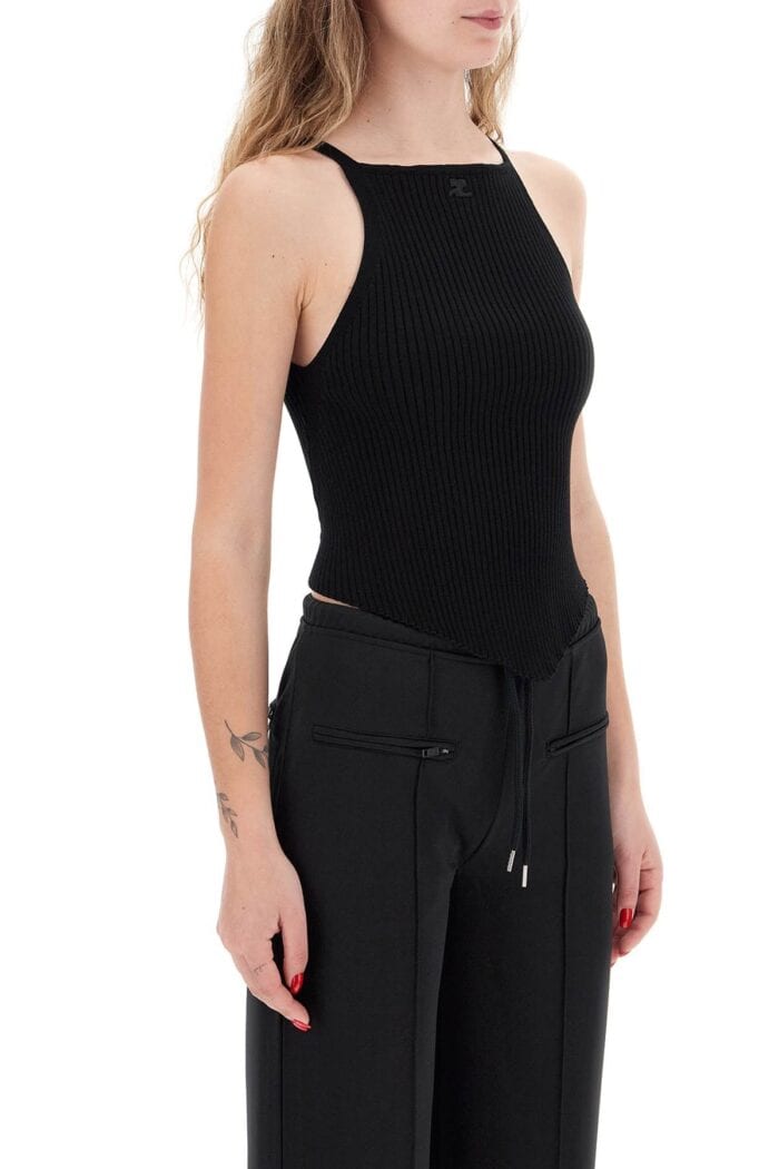 COURREGES 'ribbed Knit Tank Top With Pointed Hem