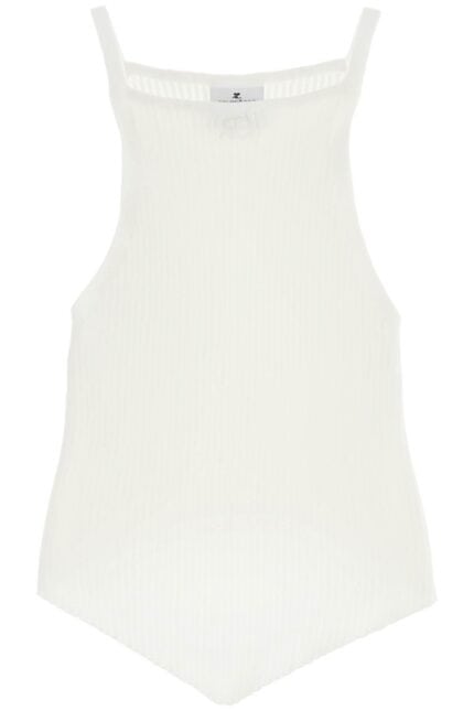 COURREGES 'ribbed Knit Tank Top With Pointed Hem