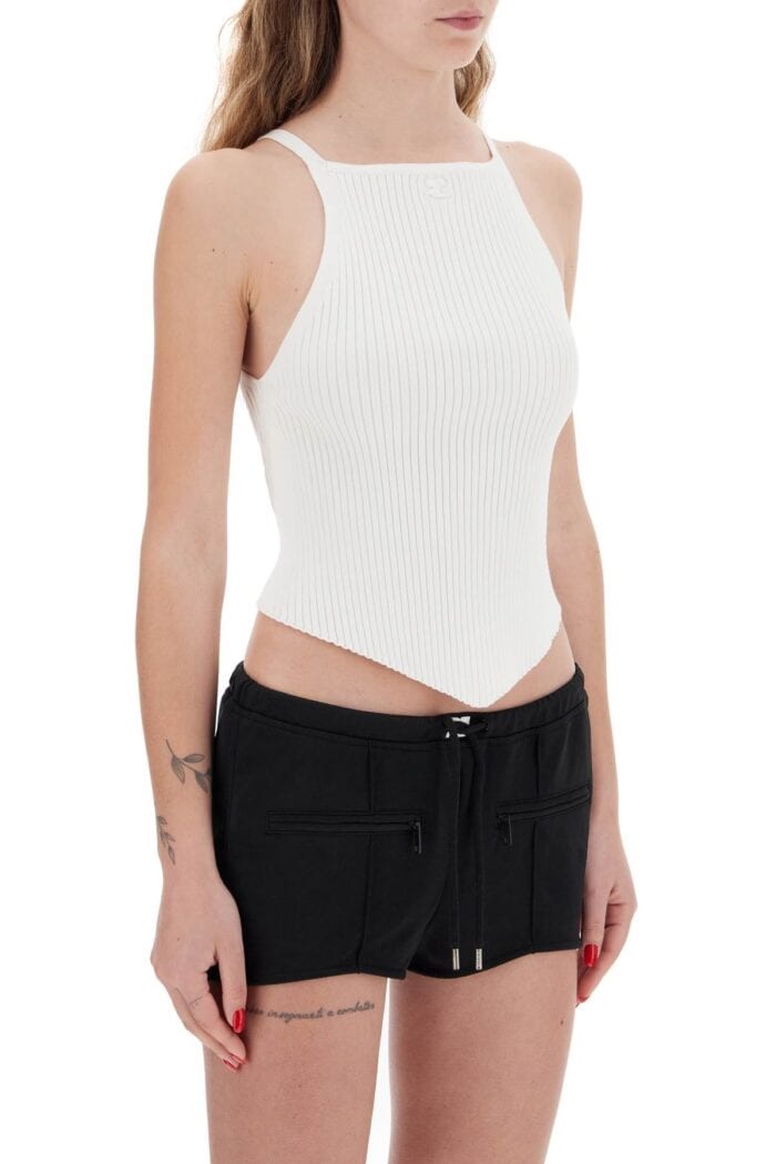 COURREGES 'ribbed Knit Tank Top With Pointed Hem