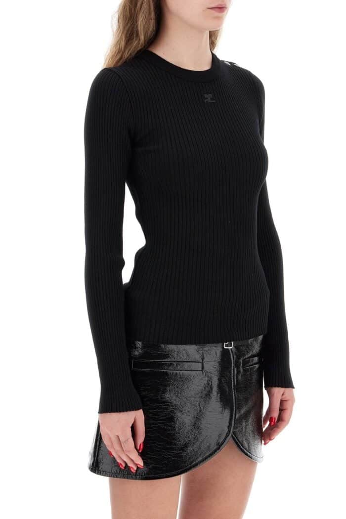 COURREGES 'ribbed Stretch Knit Pullover Sweater