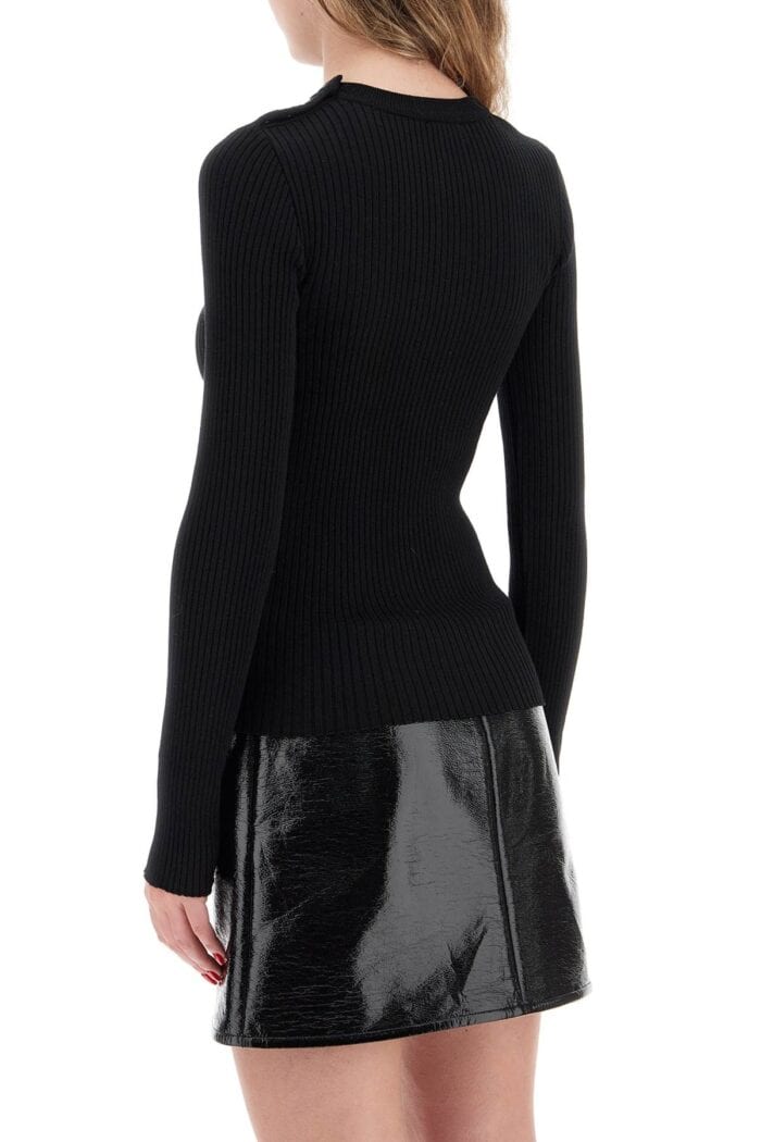 COURREGES 'ribbed Stretch Knit Pullover Sweater