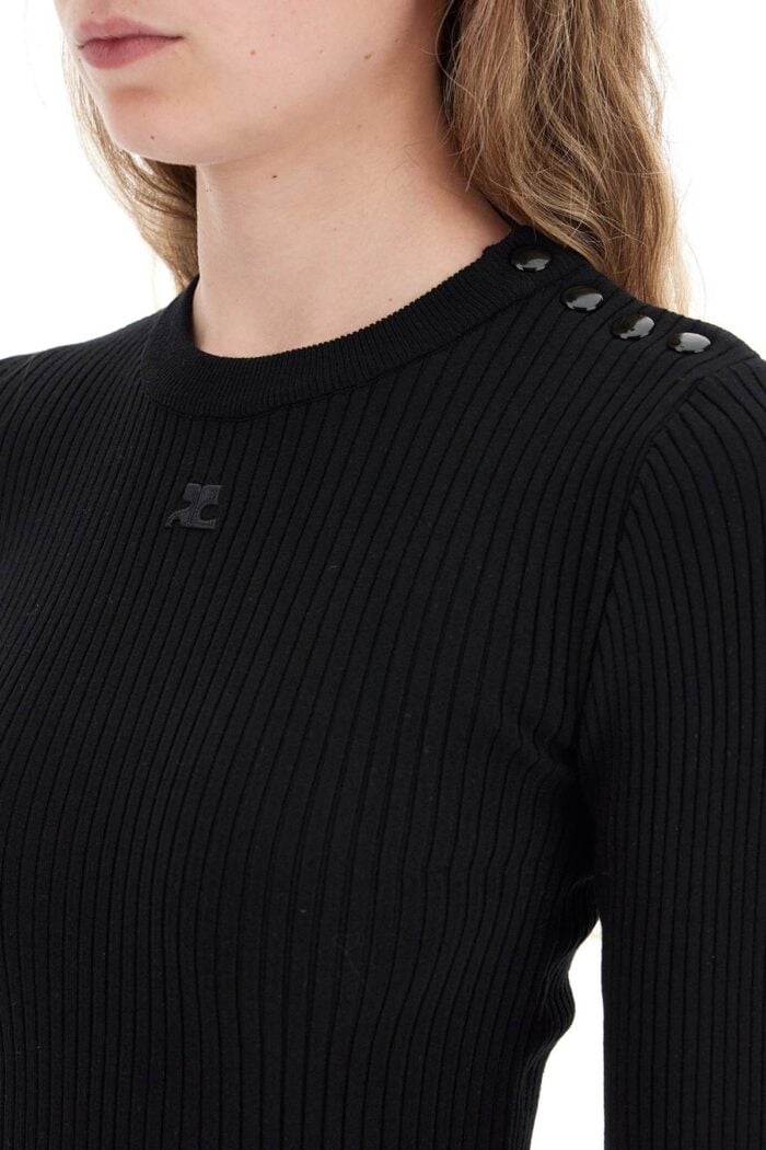 COURREGES 'ribbed Stretch Knit Pullover Sweater