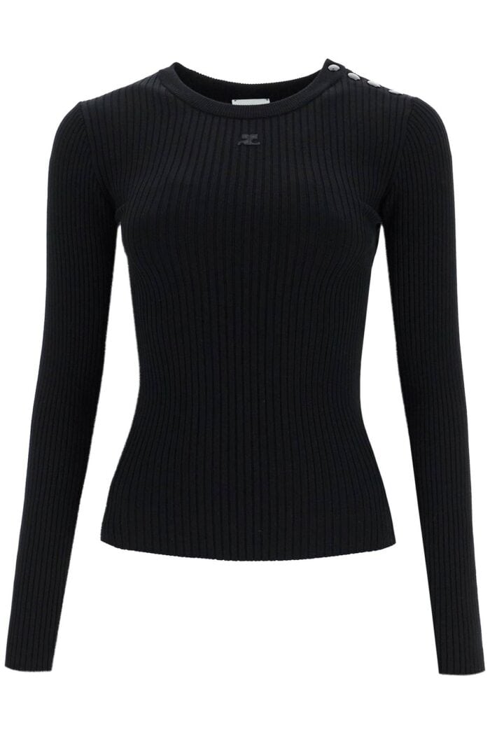 COURREGES 'ribbed Stretch Knit Pullover Sweater