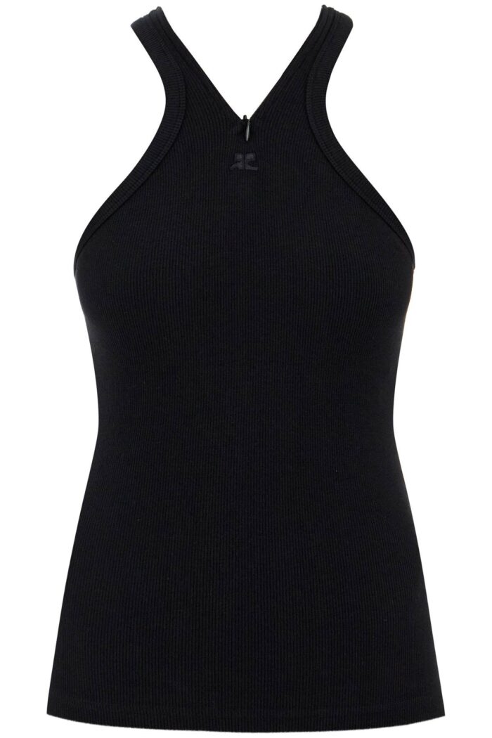 COURREGES Ribbed Tank Top With Zipper On The Neckline